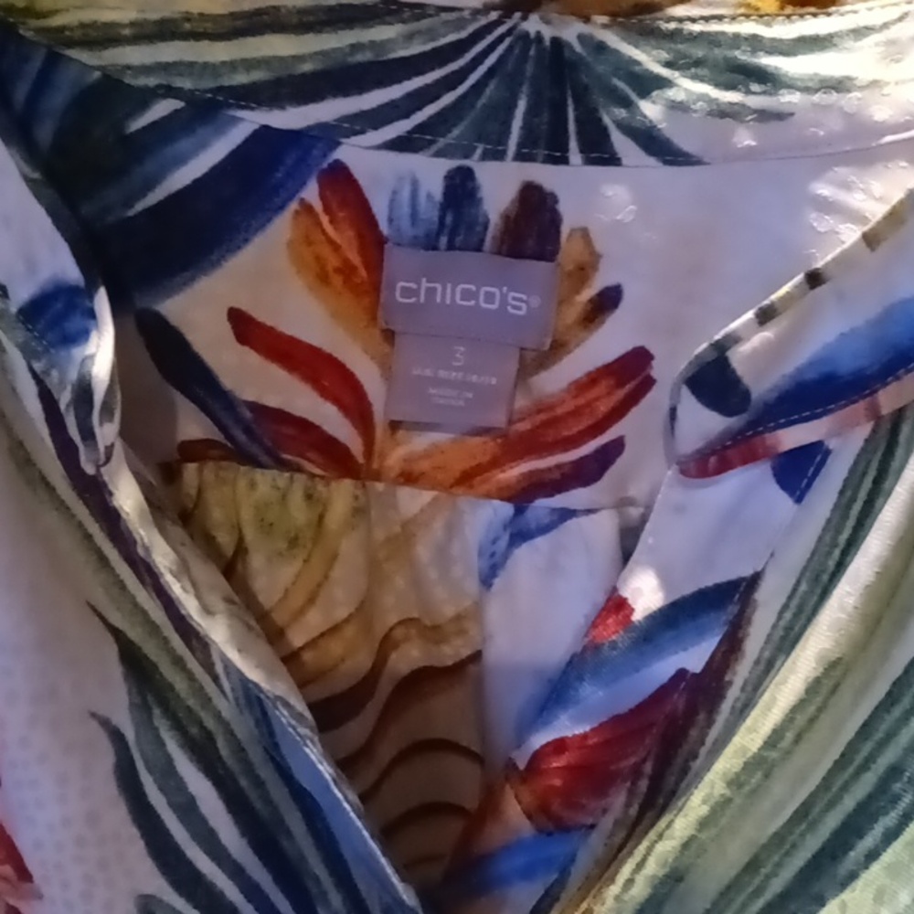 Chico's Polyester Multi-Colored Foliage Print Blo… - image 1